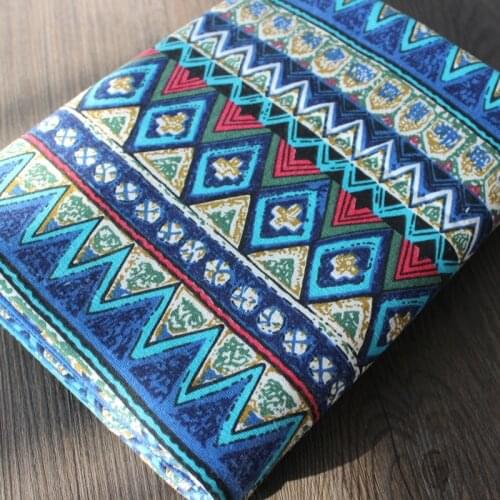 50x150cm Cotton Blue National Style Fabric Cloth DIY Handmade Sewing Patchwork Sofa Pillow Cover Curtain Tablecloth Wallet Bag