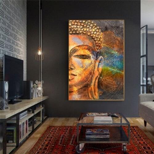 Abstract Graffiti Buddha Print Canvas Painting Marble Buddha Poster Buddhism Religious Faith Wall Art Picture for Living Room
