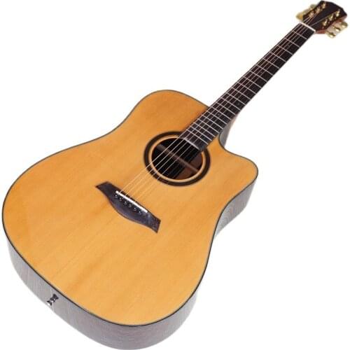 41 Inch Solid Spruce Wood Top Acoustic Guitar Rosewood Back and Side Natural Color High Gloss 6 Strings Folk Guitar Wood Guitar
