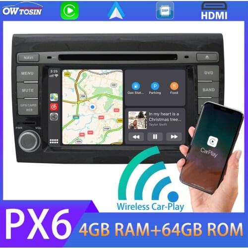 Android 10 Car DVD Multimedia Player TDA7850 PX6 4+64G GPS Navigation Radio Bluetooth 5.0 Wireless Carplay For Fiat Bravo Doblo