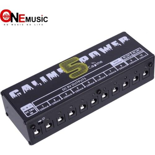 Caline CP-05 Effect pedals power supply with blue LED light 8 way DC 9V & 1 way DC 12V & 1 way 18V With Gold Connector