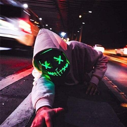 Fast shipping 44 Color Halloween LED Purge Election Mascara Costume DJ Party Light Up Glow In Dark