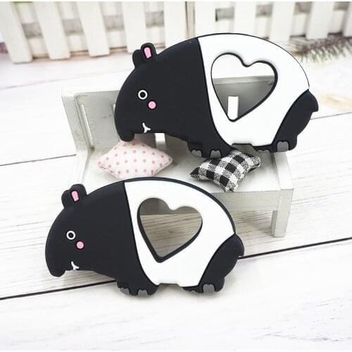 Chenkai 5PCS BPA Free Baby Silicone Malay Tapir Teether Tortoise Teething Food Grade For DIY Nursing Pacifier Chain Gifts