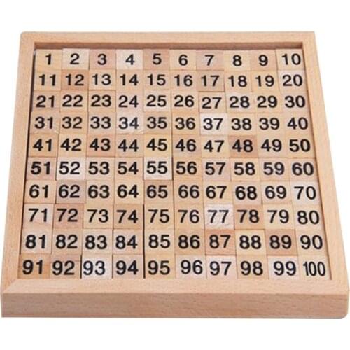 Wooden Toys Hundred Board Montessori 1-100 Consecutive Numbers Wooden Educational Game for Kids
