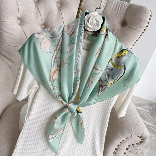 90*90cm Design Scarves for Women Shawl Print Silk Feeling Hijab Scarf Neckerchief Female Bandana Square Foulard Ladies Wrap 2021