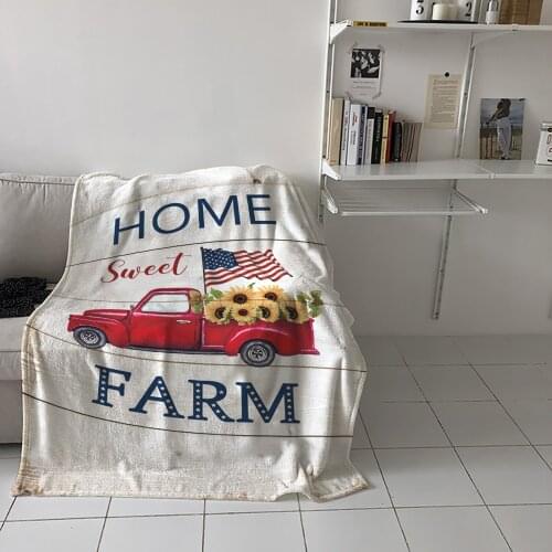 Farm Truck Flower Sunflower Throw Blanket for Sofa Warm Blanket on Bed Home Bedspread Travel Fleece Blanket