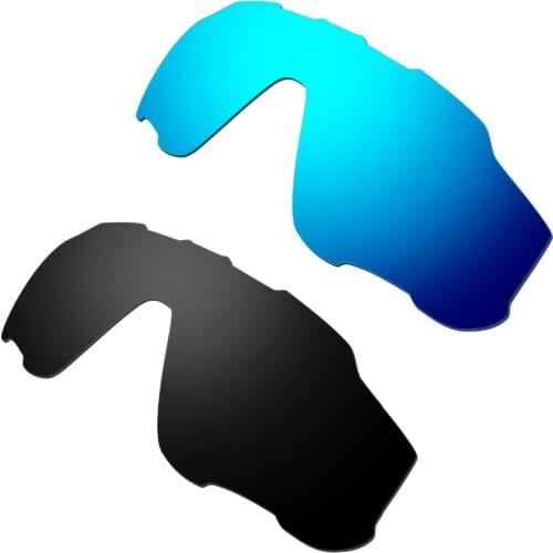 HKUCO Black/Blue 2 Pairs Polarized Replacement Lenses For Jawbreaker Sunglasses 100% UVA & UVB