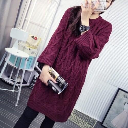 And Winter Dress New Pattern Korean Solid Coarse Long Fund Unlined Upper Garment Easy Sweater Woman Rendering Sweater Tide