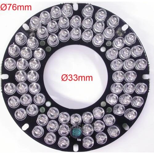 Infrared 72x (5mm) IR LED board night vision for CCTV IP AHD CVBS camera PCB module (diameter outer : 76mm / inner 33mm)