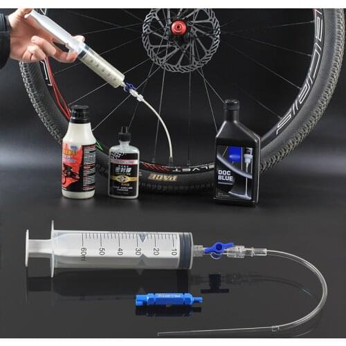 Bicycle Tyre Sealant Injector Mountain Bike Tubeless Tire Liquid Injection 60ml Syringe Rubber Hose Kit MTB Repair Tools