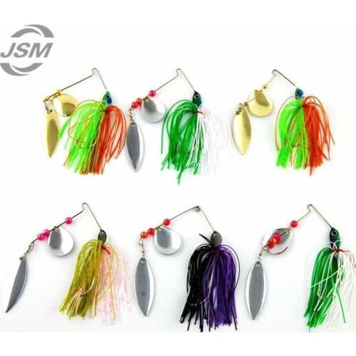 JSM 6pcs Hard Metal Rubber Jig Fishing Lure Saltwater Fishing Buzz Spinner Artificial Bait For Bass Rubber Jig Skirts With Spoon