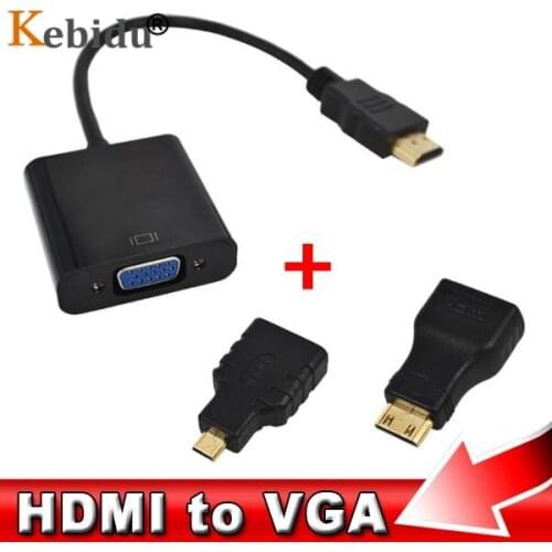 Kebidu HDMI-compatible to VGA Adapter Micro Mini HDMI-compatible Adapter to VGA Female 1080P Chipset Converter For Xbox PS3 PS4