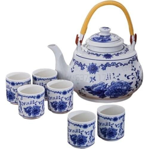 Ceramic Teapot 1500ML , Large Capacity, Blue and White Porcelain, Ceramic Handmade Teapot, Glass Tea Pot, with Filter