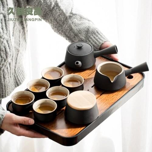 Chinese Creative Tea Tray Handmade Wooden Serving Trays Decorative Tea Ceremony Tea Tray Bandeja Madera Kitchen Teaware DH50CP