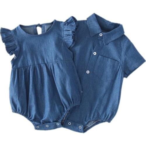 Newborn Baby Girl Boy Clothes Bodysuit Body Toddler Girl 2020 Summer Shorts Denim Romper t Bodysuits Infantil Onesie Twin Outfit