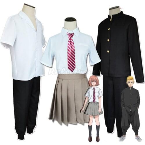 Anime Tokyo Revengers Cosplay Costume Tachibana Hinata Takemichi Hanagaki Men Women School Uniform Sets C58M211