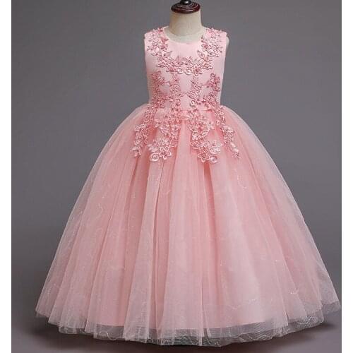 Summer Flower Girl Teenage Girls Baby Kids Wedding Dress Fluffy Mesh Princess Skirt Childrens Performance Clothes