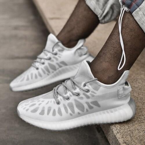 Summer Mens Fashion Casual Sports Shoes, Comfortable, Breathable, Knitted Surface, Wear-Resistant, High-Elastic Popcorn sole