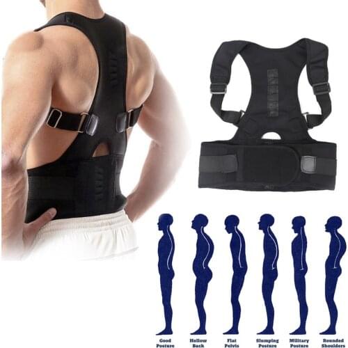 Posture Corrector Bad Back Lumbar Shoulder Support Magnetic Belt Brace