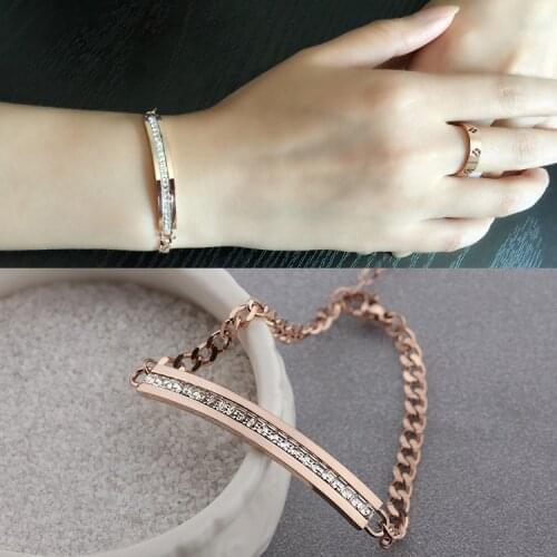 New Arrival High Quality Gift Jewelry Titanium Steel Women Simple Rhinestone Bracelet /Trendy Women Bracelet & Bangle Jewelry