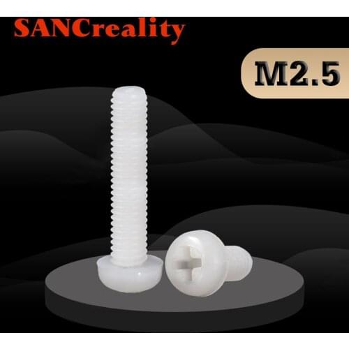 50pcs Brand New M2 M2.5 M3 M4 High Quality White Nylon Plastic Phillips Pan Head Cross Round Screw Bolt length 5mm-25mm