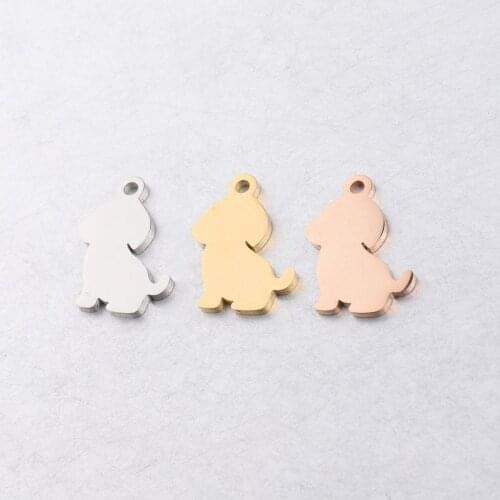 Pet Dog Tag Stainless Steel Pendant Cute Animal Puppy Charm DIY Accessories 12 X21mm Wholesale 50pcs