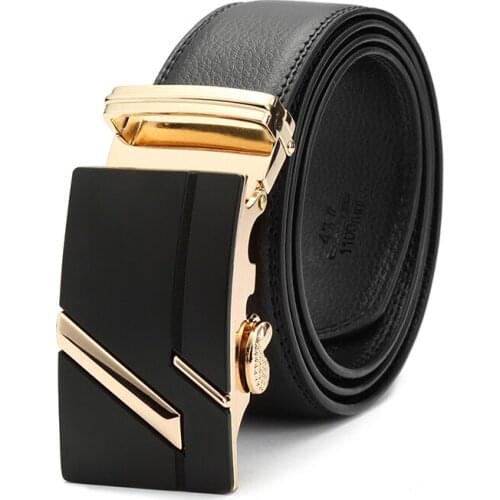 Business Mens Belts , Fashion Solid Color plus long Metal Buckle Belts Men , High-quality mens brand Leather belt