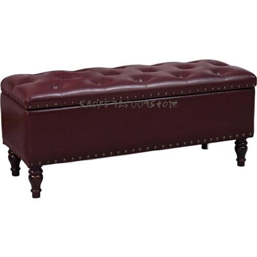 European Style Household Shoe Changing Stool Living Room Sofa Stool Strip Solid Wood Clothing Store Storage Stool Shoe Cabinet B