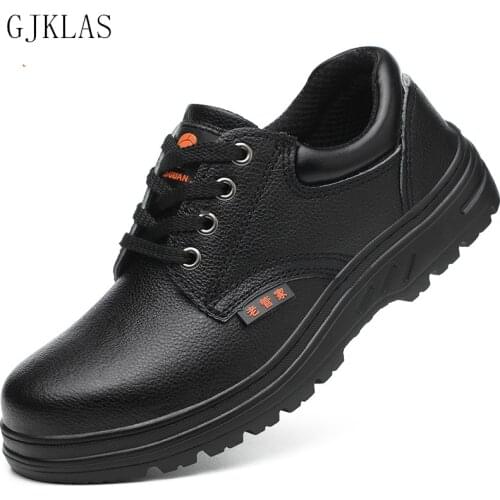 Outdoor Construction Protection Boots Men Waterproof Non-slip Safety Shoes Real Leather Indestructible Wear-resistant Work Shoes