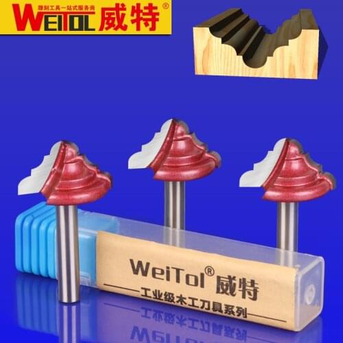 WeiTol 4 pcs 6mm Two side table bit CNC Engraving Router Bit Trimmer Chamfer Carving Tool Round Over Bit
