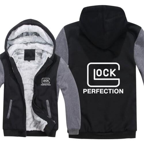 Winter Glock Perfection Hoodies Mens Zipper Coat Fleece Thicken Glock Sweatshirt Pullover