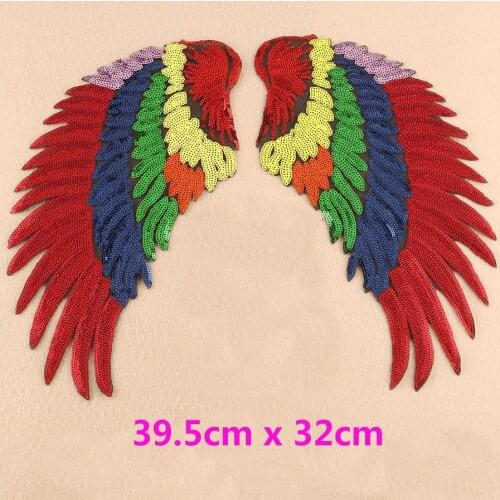 1Pair Sequin Patch Wings Iron On Patches Stickers For Clothes DIY Ironing Stickers Applique Sew On Embroidery 6Color