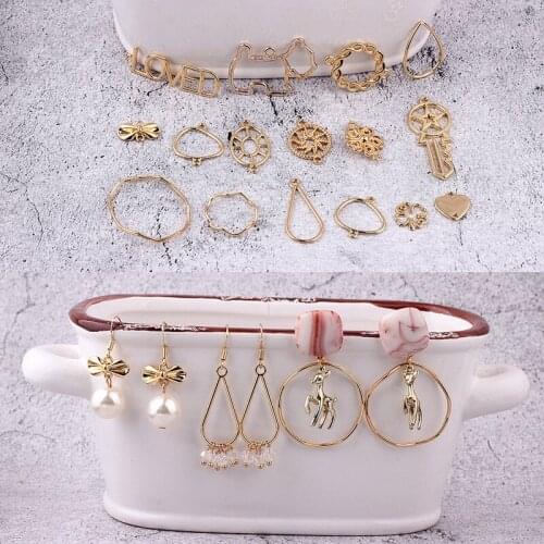 10pcs Korean Hoop Earings for Girls Fashion Alloy Circle Earrings Diy Jewelry Accessories for Women Material Bracelet Pendant