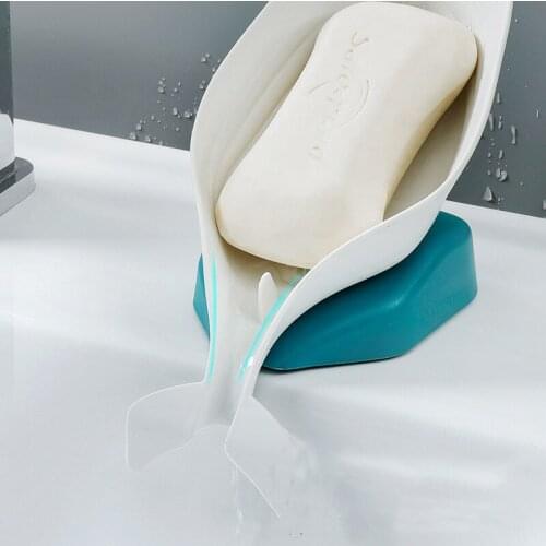 2pcs Little Whale Draining Soap Box Dish Powerful Suction Cup Soap Bar Animal styling PP Plastic Bathroom Accessories Creative