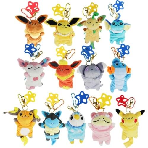 25cm Pokemon Eevee Plush Toys Pikachu Mudkip Sylveon Vaporeon Raichu Leafeon Espeon Jolteon Plush Doll Pendants Key Chains Gifts