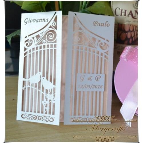 50pcs lot hot sale romantic and elegant pocket design laser cut wedding invitations card with various of colors