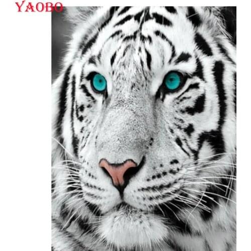 5D Diamond Painting Witte Tijger Full Square Round Drill Rhinestone Diy Diamond Embroidery Mosaic Animal Home Decoration Gift