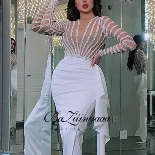 BAZIIINGAAA Luxury Cocktail Dresses Long Woman Gown Beaded Sequins Robes de cocktail Parties Plus Size Prom Party Gowns