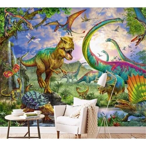 Beibehang Custom wallpaper 3D photo European hand-painted park dinosaur Tyrannosaurus pterodactyl mural background painting