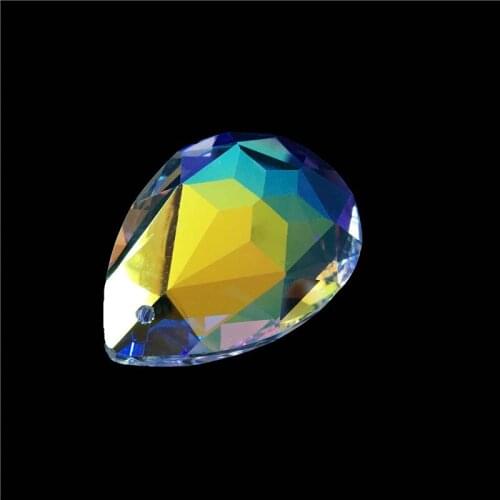 Shiny 38mm 100pcs AB Bauhinia Flower Crystal Chandelier Pendants Cut-Faceted Glass Prism Parts For Home/Wedding Decoration