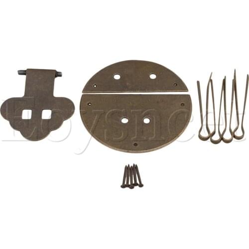 Bronze Antique Round Latch Jewelry Cigar Box Hasp Pad Lock Copper 65mm