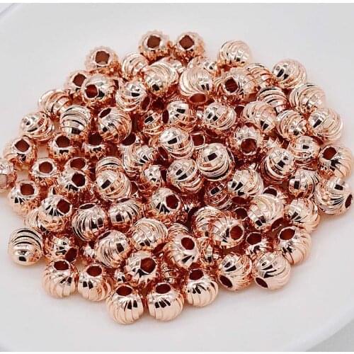 30pcs/lot 3mm Rose Gold Silver Color European Round Charm Beads Metal Spacer Loose Beads Fit Bracelet Necklace Jewelry Making