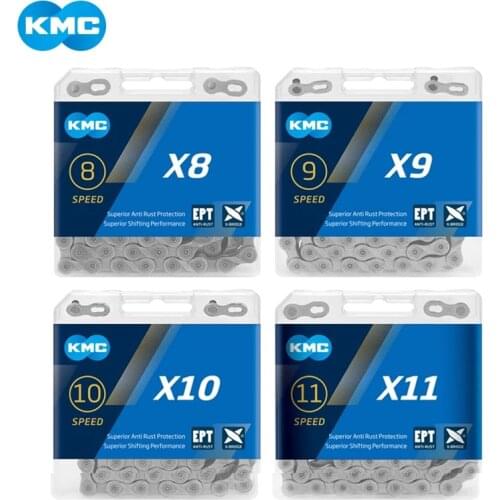 KMC X8 X9 X10 X11 EPT Chain 116 Links 9V 10V 11V 8 Speed Silver Prevent Rust Extra Light Double MTB Road Bike Bicycle Chains