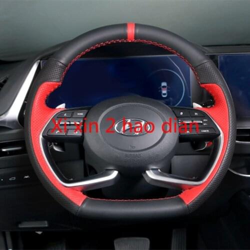For Hyundai 2021 Elantra modified leather hand-sewn car steering wheel cover