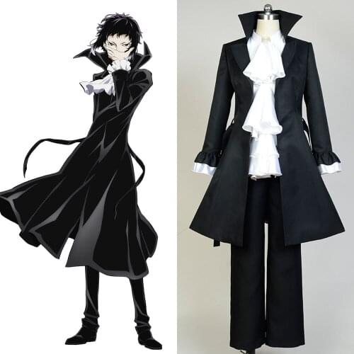 Anime Bungo Stray Dogs Cosplay Ryunosuke Akutagawa Trench Adult Costume Clothing Halloween Carnival Party Uniform Full Set