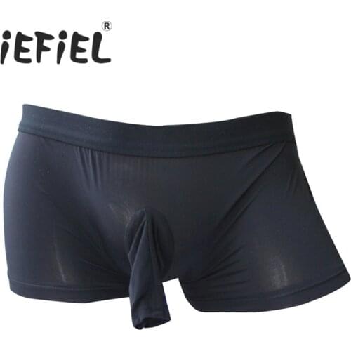 IEFiEL New Arrival Sexy Mens Boxer Lingerie Underwear Stretch Underwear with Open Penis Sheath Underpants Undershort