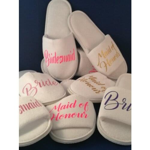 Personalized Wedding Bridesmaid maid of honor Bride tribe Slippers Hen weekend Bachelorette Spa Slippers party favors gifts