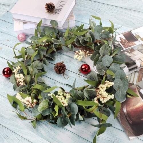 Artificial Eucalyptus Wreath 20inch Large Green Leaf Wreath for Festival Celebration Front Door Wall Window Party Decor