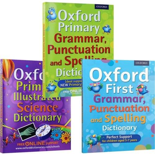 3 Books/Set Oxford First Grammar Punctuation and Spelling /Primary Illustrated Dictionary easy to understand English Books