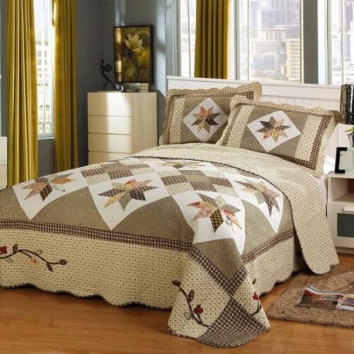 European American Luxury Bedcover KingSize Quilt Coverlets Bedspread 3pcs Set Quiltsheet+Pillowcase Beddingset Quilting Quilts